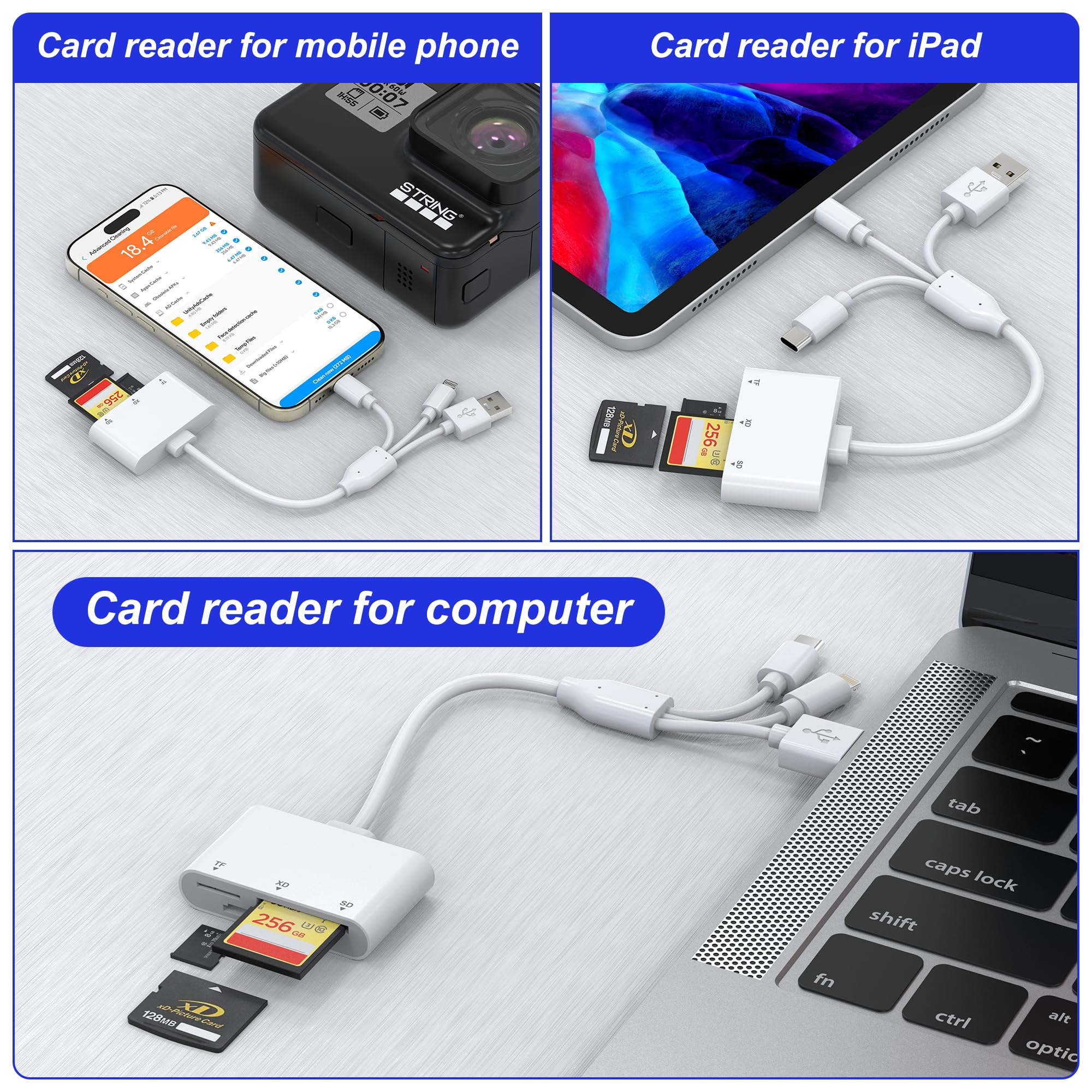 Amazon.com: XD Card Reader, 3-in-1 SD/TF/XD Card Adapter